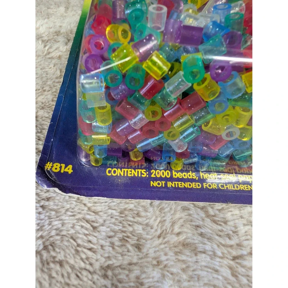Vintage Perler Beads Glitter Replacement Beads 2000 Count Multi Color 814 NOS